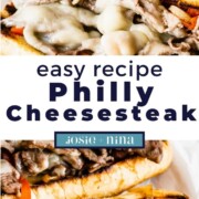 Pinterest image Philly cheesesteaks.