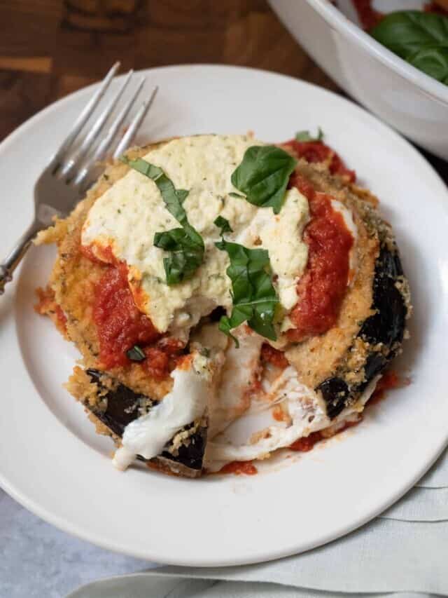 Simple Eggplant Parmesan Stacks
