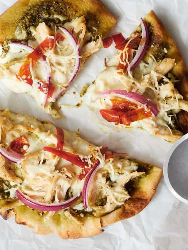 Quick and Easy Chicken Pesto Flatbread Josie + Nina
