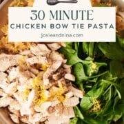 Pinterest one pan chicken bow tie pasta image.