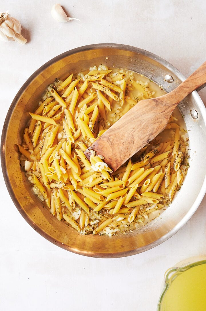 Easy One Pan Garlic Parmesan Penne | Josie + Nina