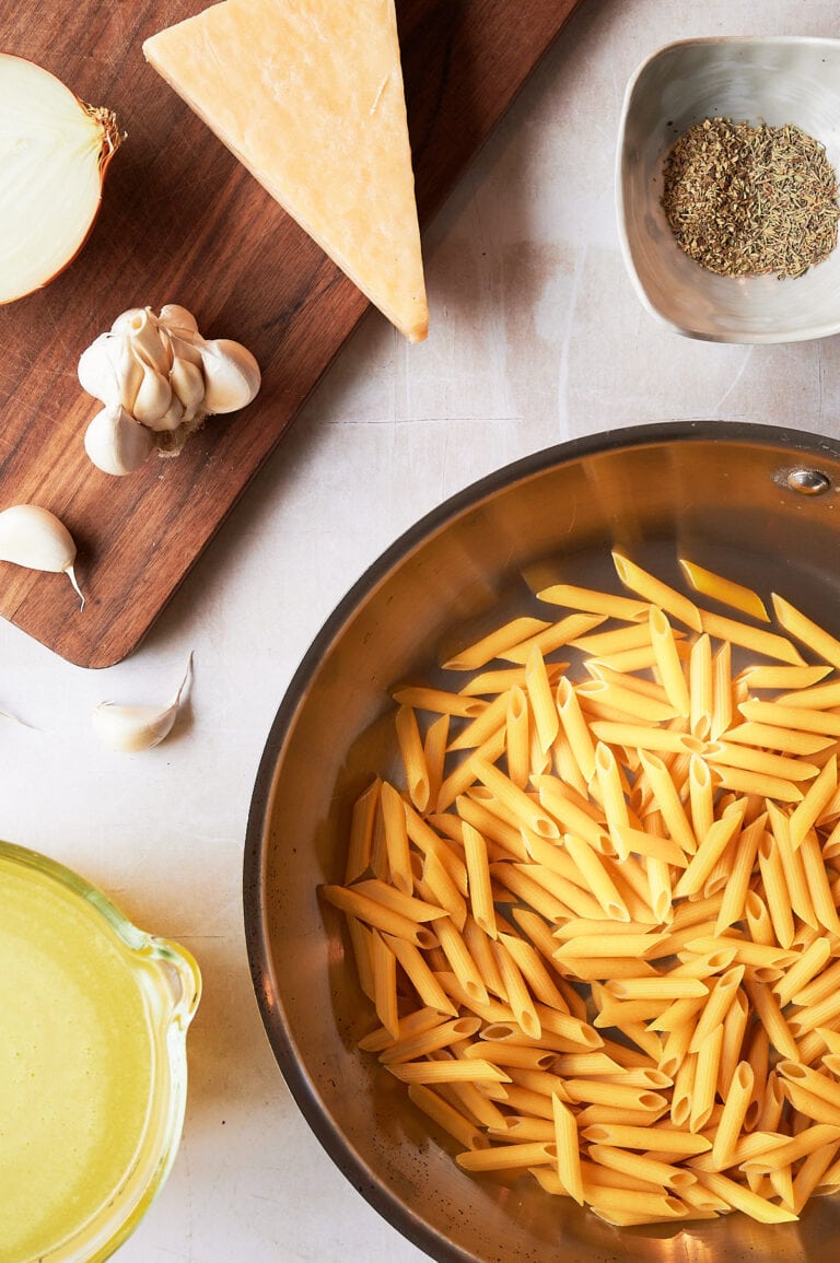 Easy One Pan Garlic Parmesan Penne | Josie + Nina