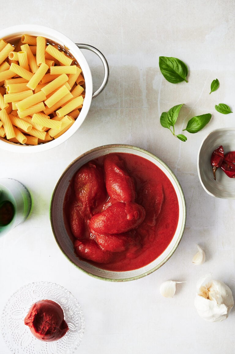 Spicy Calabrian Chile Pasta Sauce with Rigatoni Josie + Nina