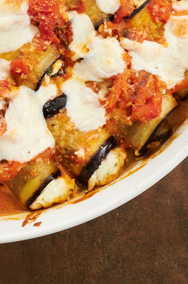 Vegetarian Eggplant Rollatini with Spinach Josie + Nina