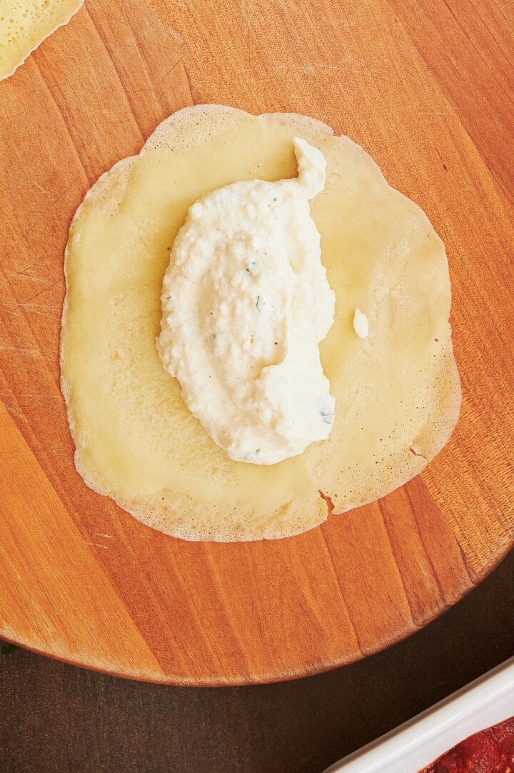 Baked Ground Beef and Ricotta Crepe Manicotti (Crespelle) | Josie + Nina