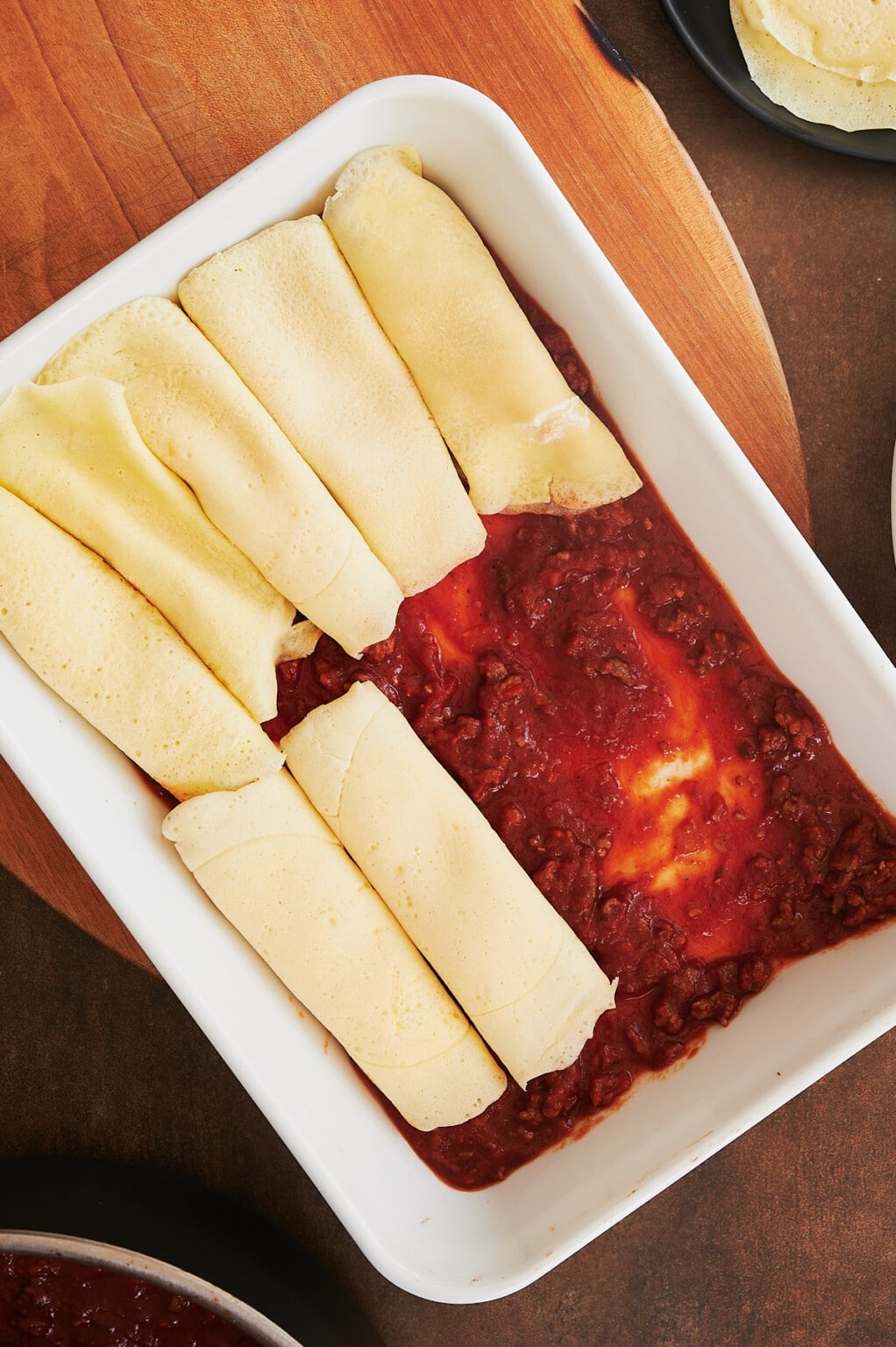 Baked Ground Beef and Ricotta Crepe Manicotti (Crespelle) | Josie + Nina