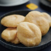 metal plate of lemon knot cookies.