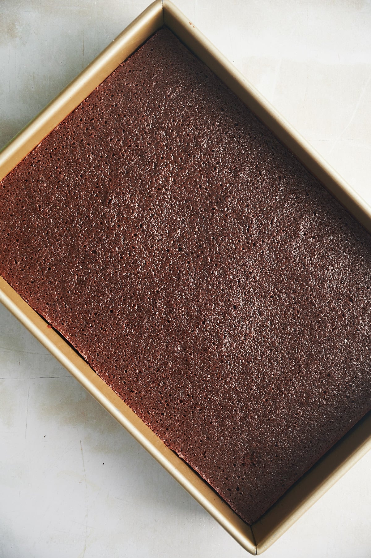 Baked brownie base layer for mint chocolate brownies.