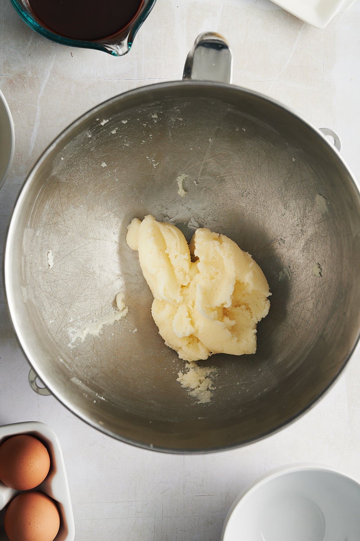 blended confectioners sugar and butter in mixing bowl.