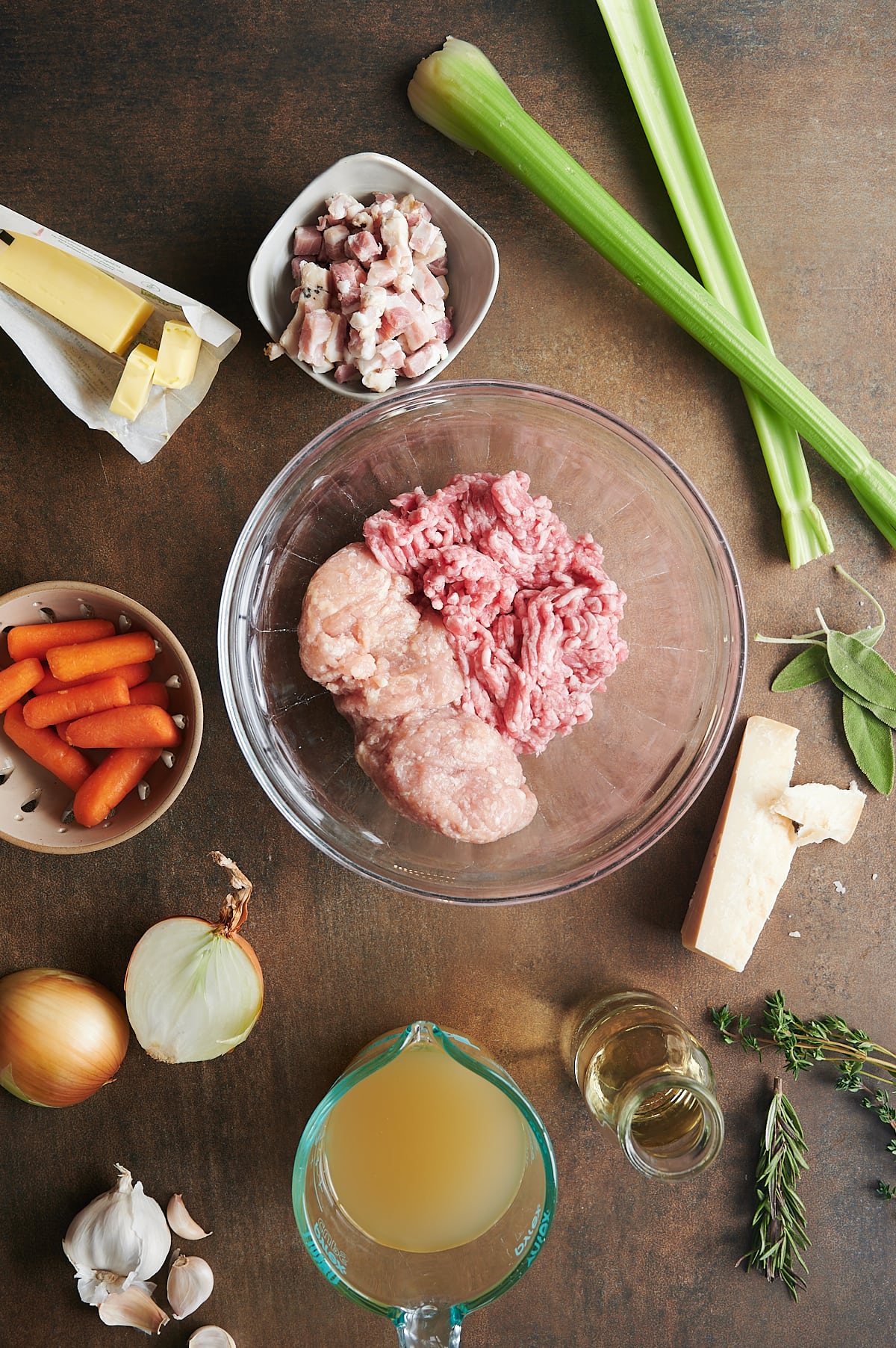 Ingredients for white Bolognese with chicken