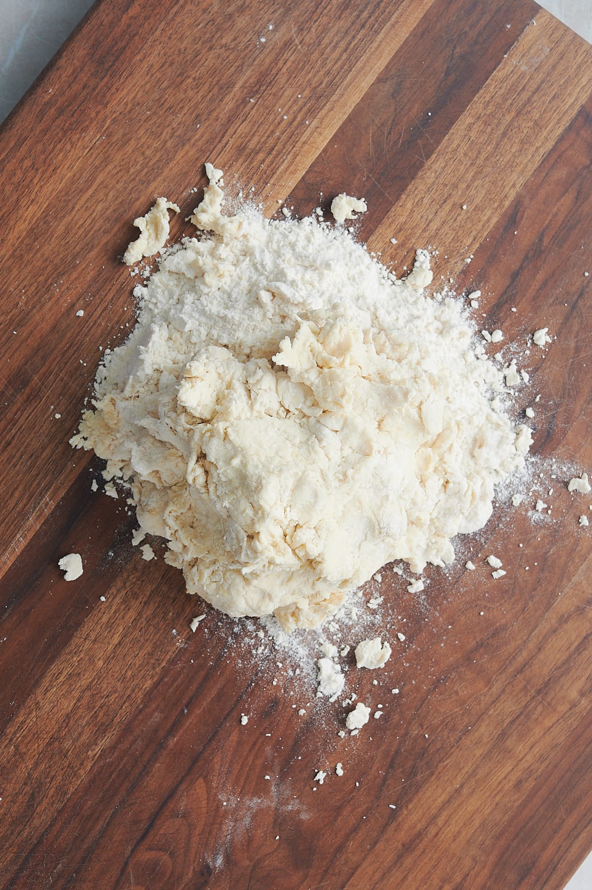 ricotta cavatelli dough on wooden board.