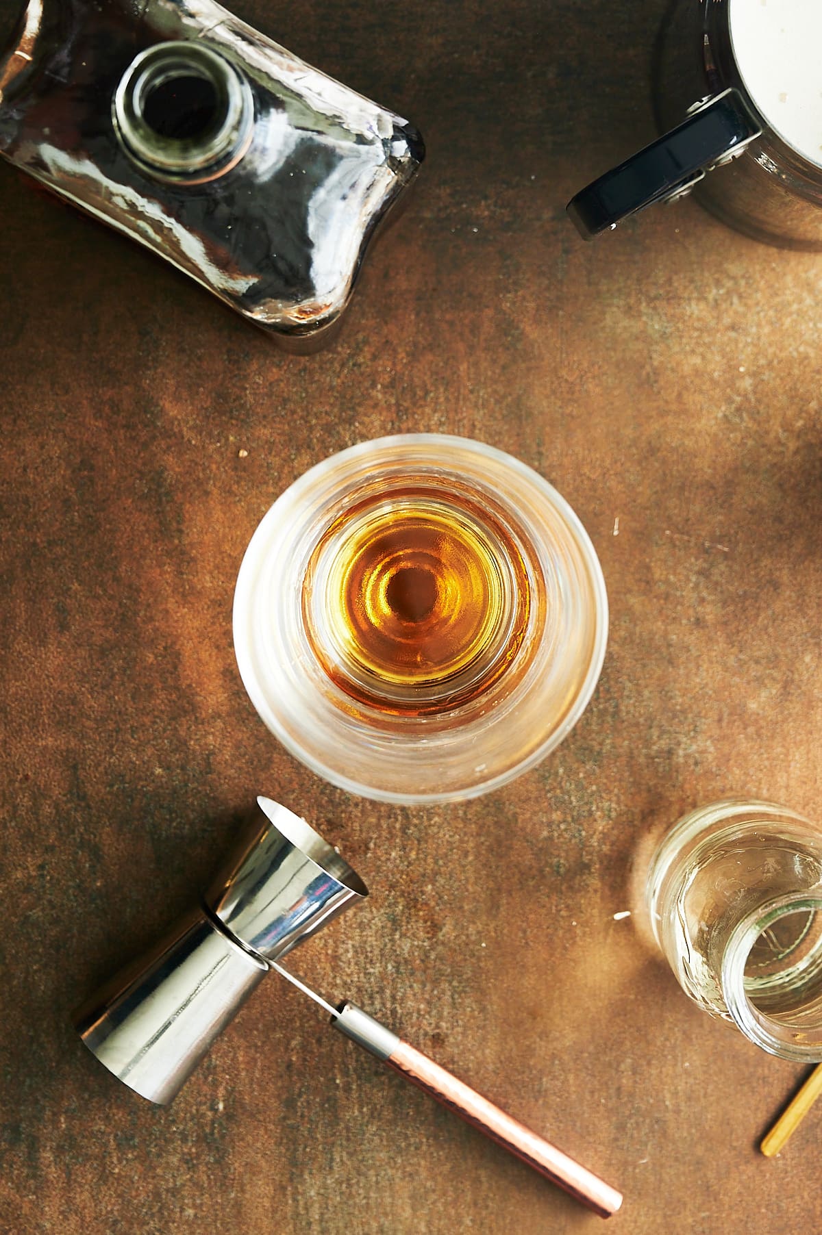 amaretto and syrup in glass.