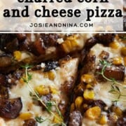 Pinterest image for charred corn pizza.