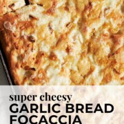Pinterest garlic bread focaccia image.