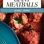 Pinterest image giant meatballs.