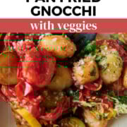 Pinterest image pan fried gnocchi.